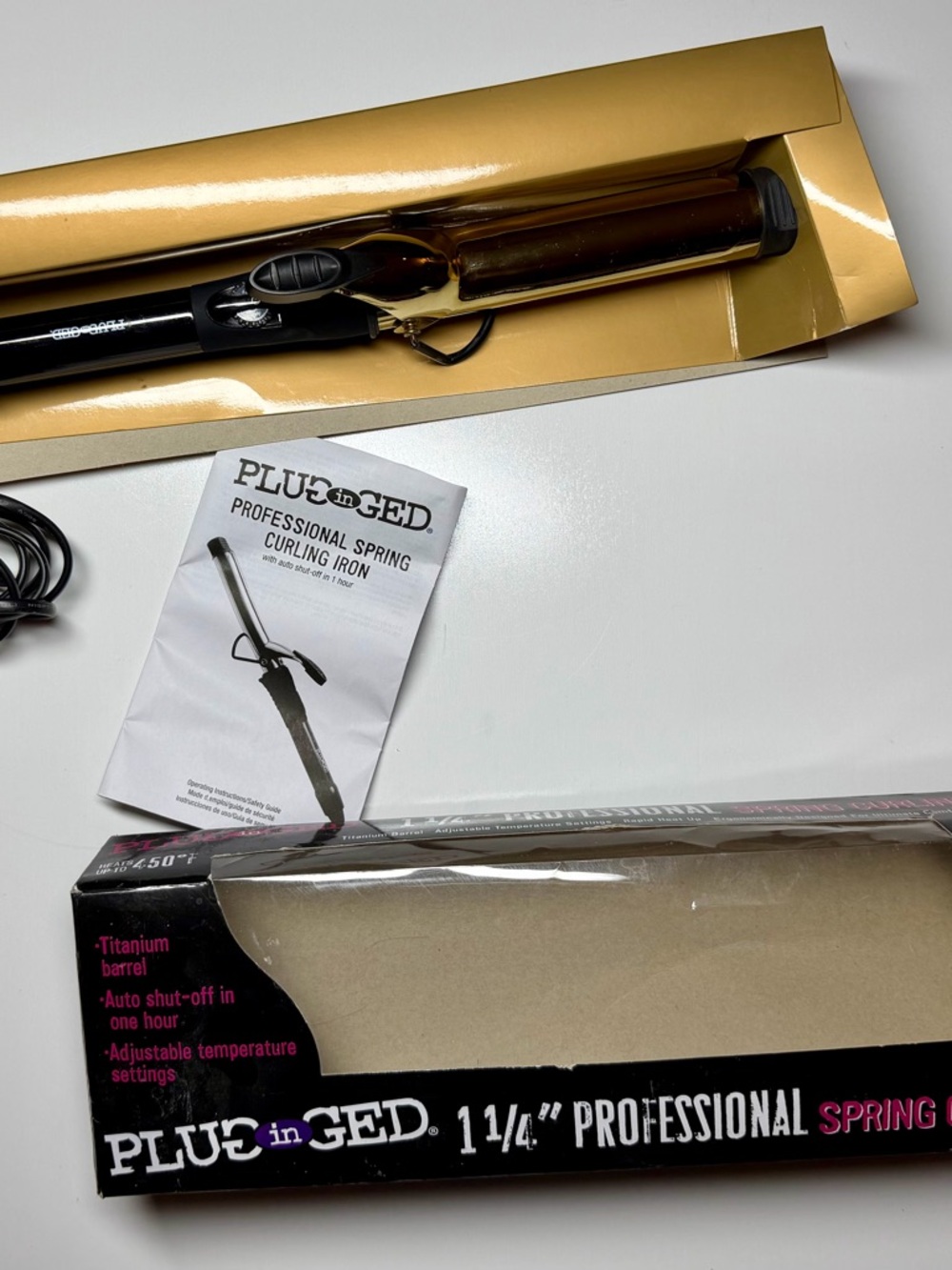 Plugged In GED 1¼" Professional Spring Curling Iron – EUC